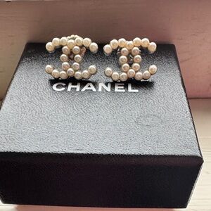 CHANEL Pearl-Embellished Logo Earrings